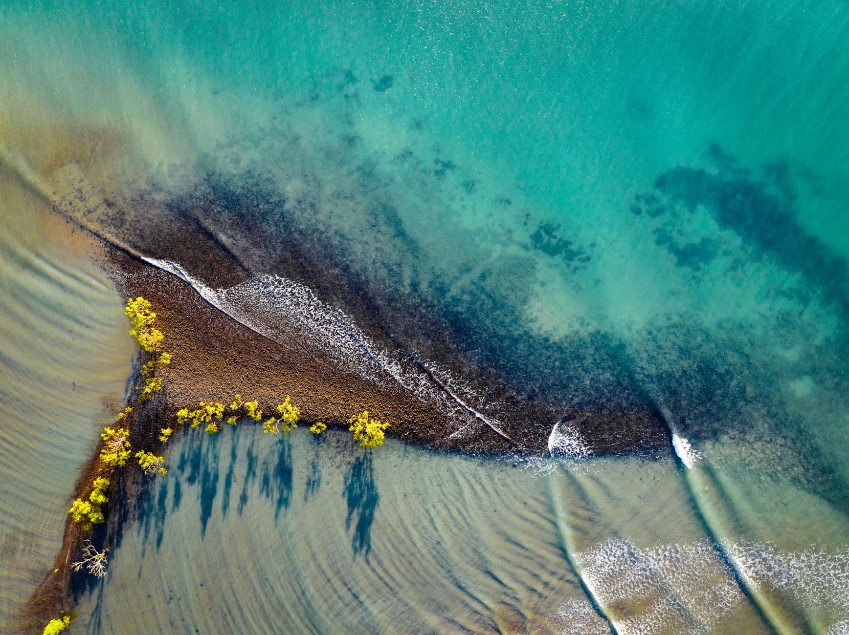 Aerial view of the Port Douglas shoreline in Queensland